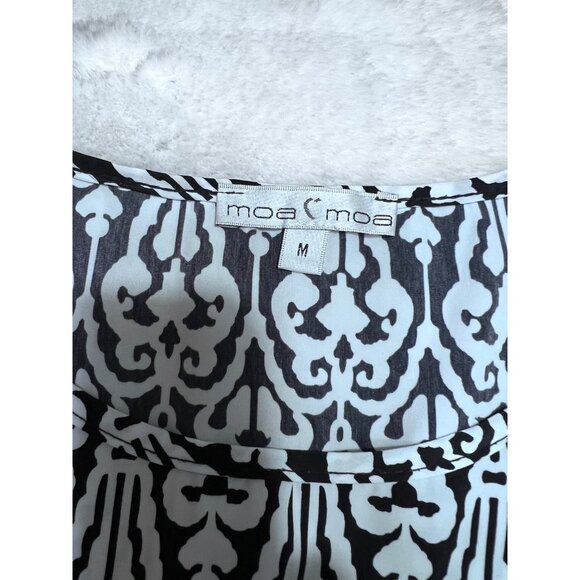 Moa Moa Womens Sleeveless Black & White Patterned Top size Medium - Picture 5 of 6